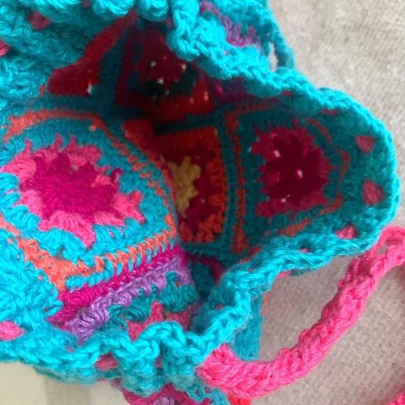 Colorful hand knit Crocheted Bag - Picture 2 of 11